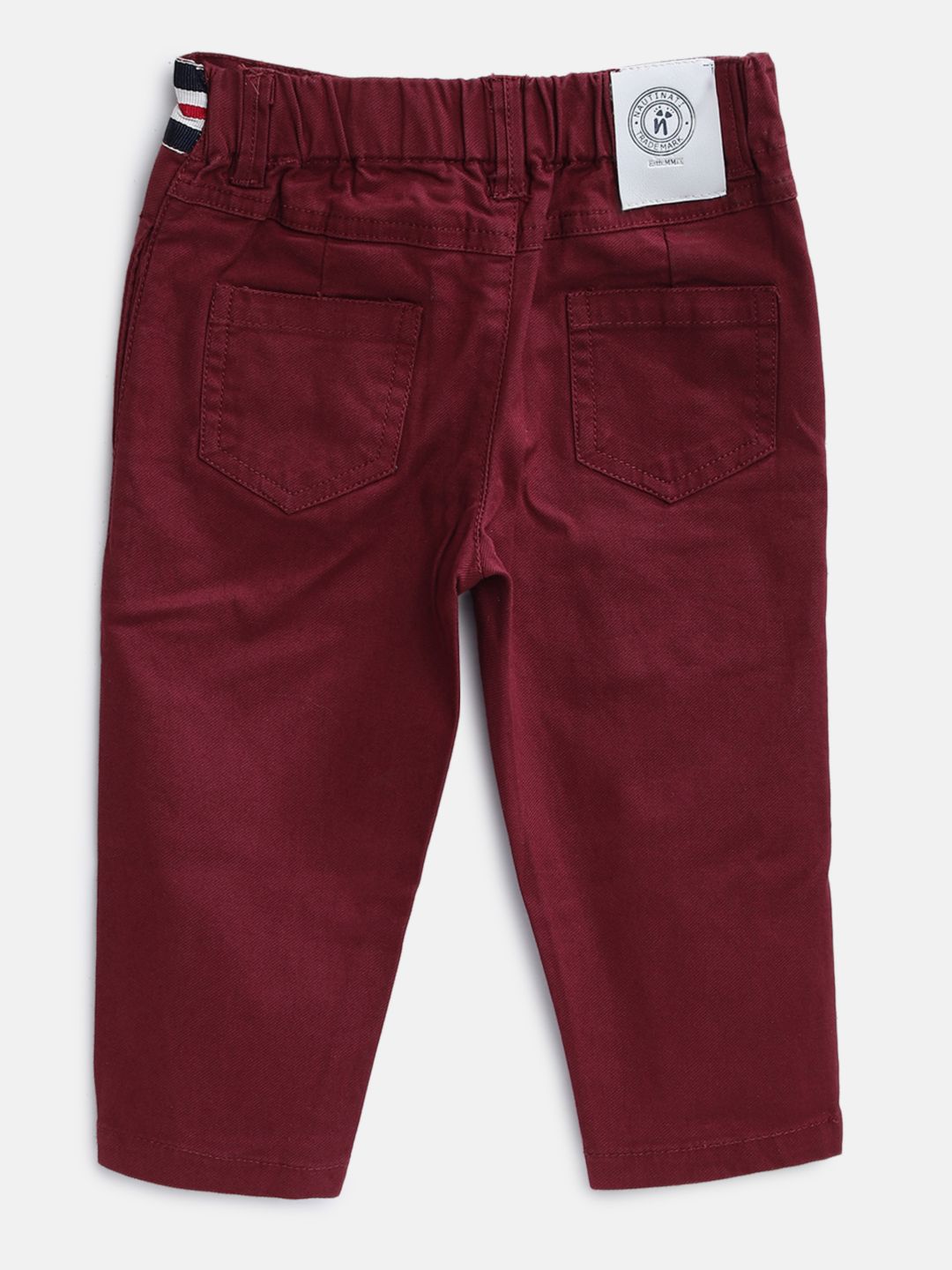 Boys Burgundy Regular Fit Solid Trousers