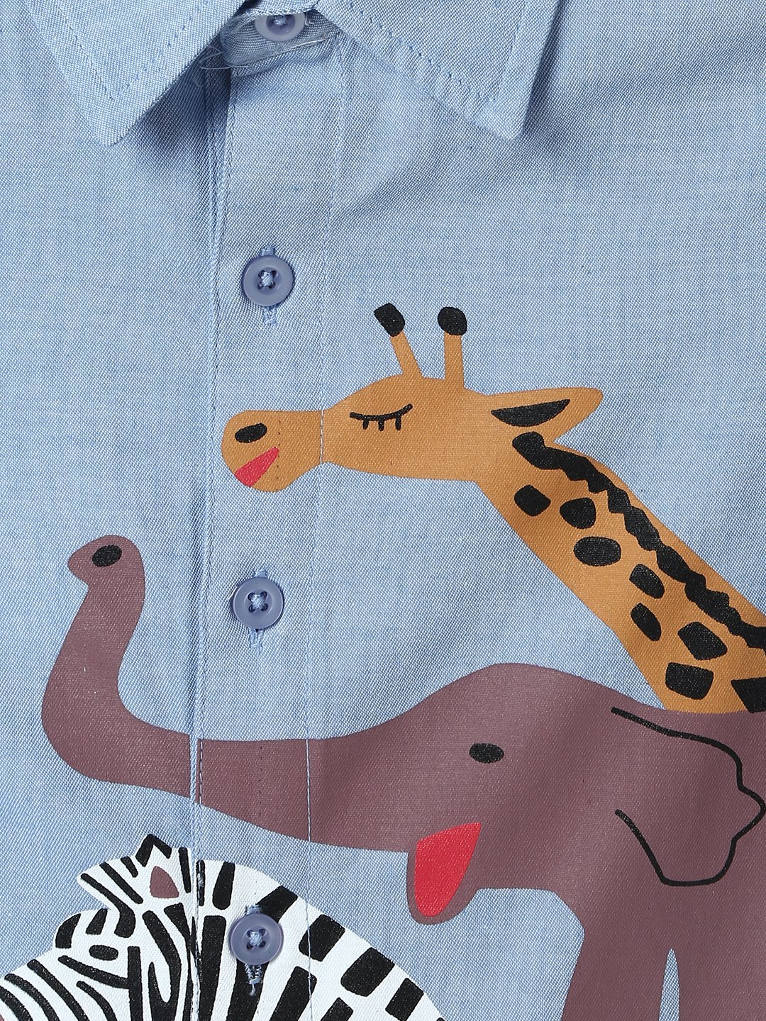 Boys Blue Colored Printed Shirt