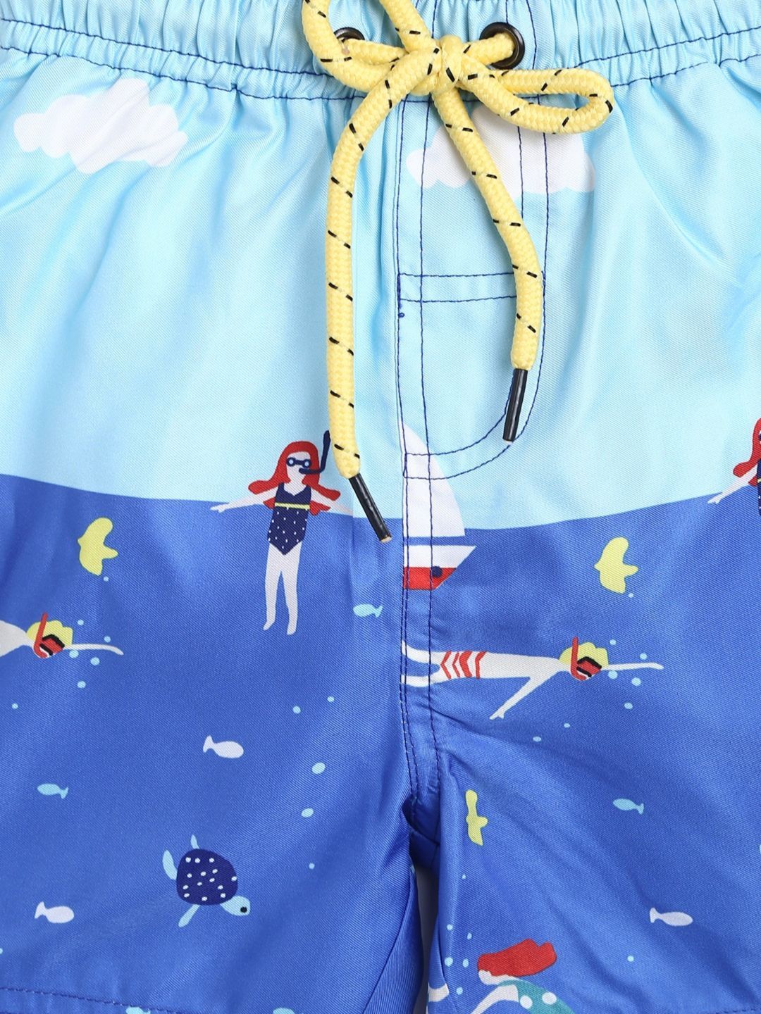 Boys Blue Printed Regular Fit Shorts