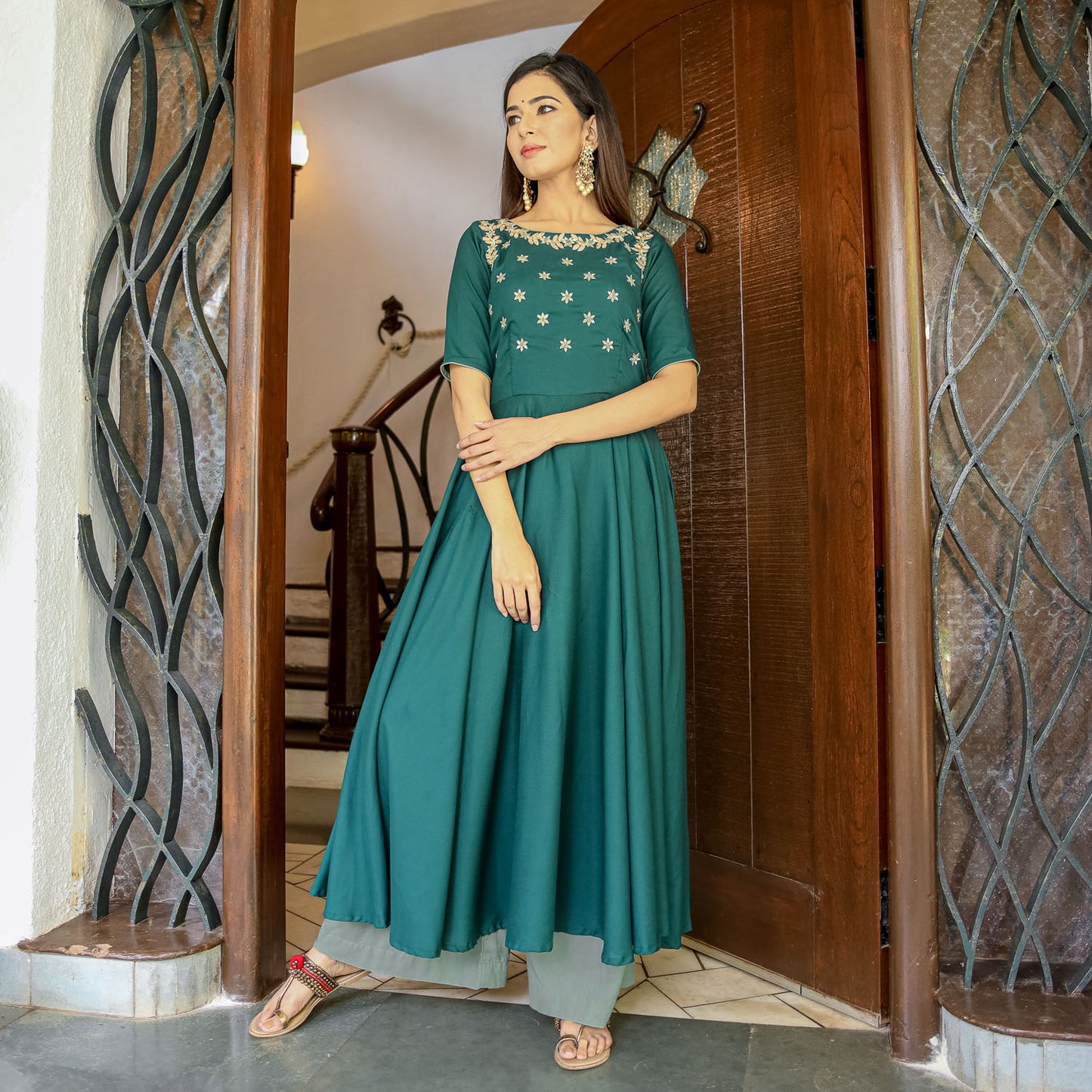 Emerald Green Hand Work Kurta Set