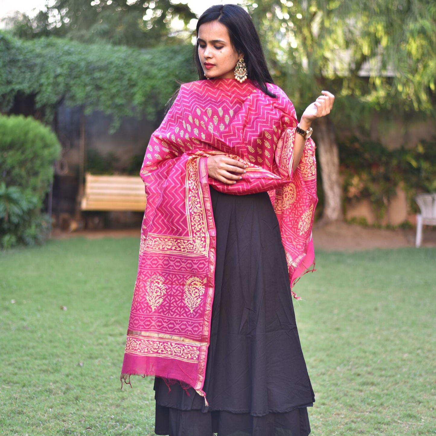 Black Suit Set Falsa Dupatta