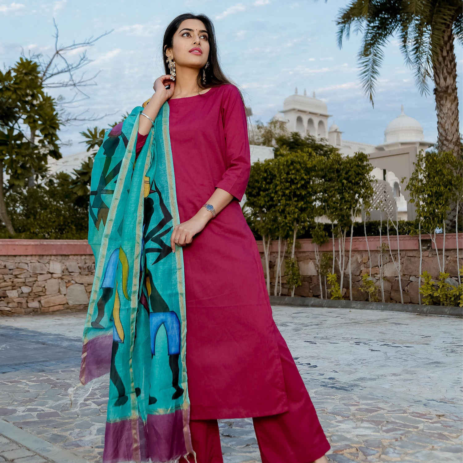 Falsa Culotte With Hand Painted Dupatta