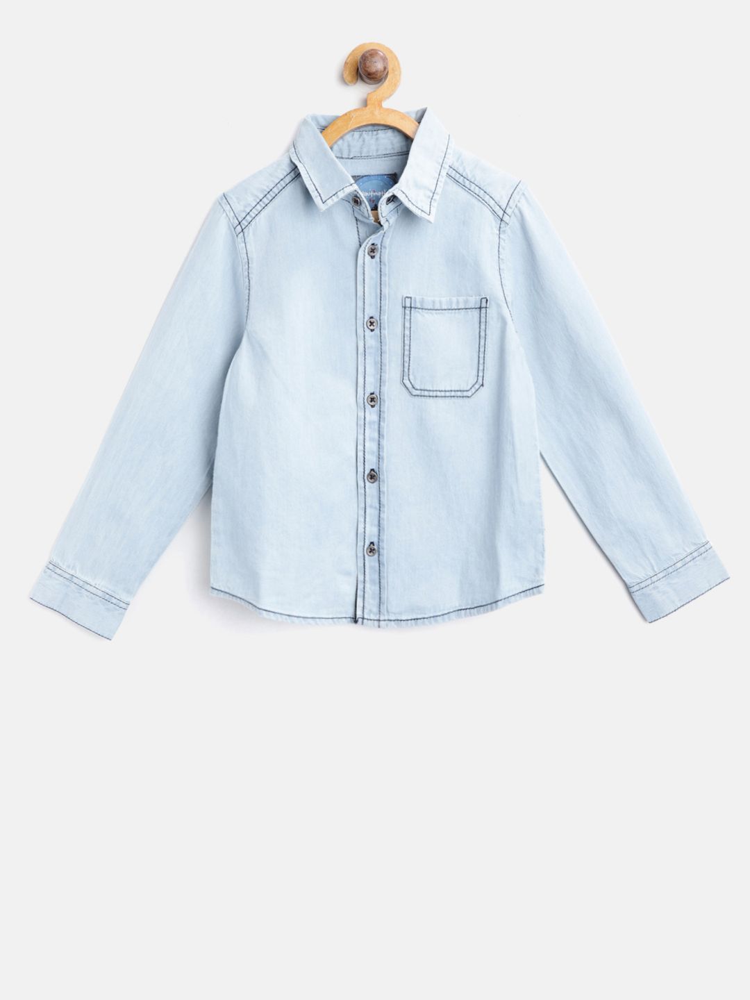 Boys Blue Coloured Solid Shirt