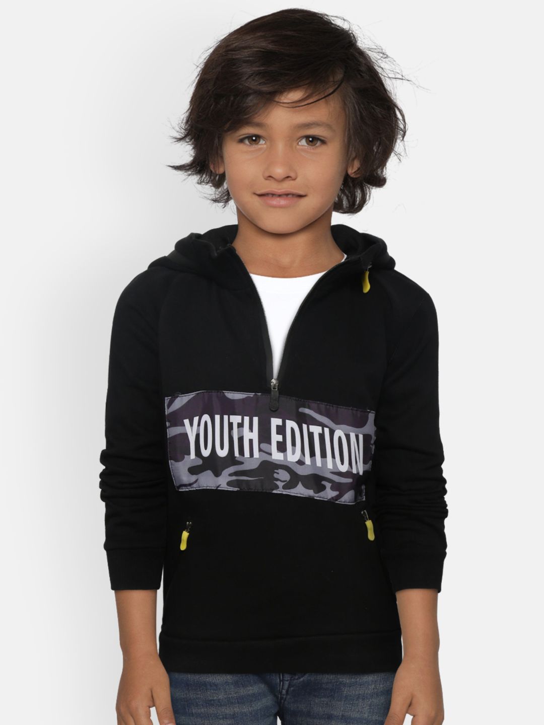 Boys Black Coloured Casual Printed Sweatshirt