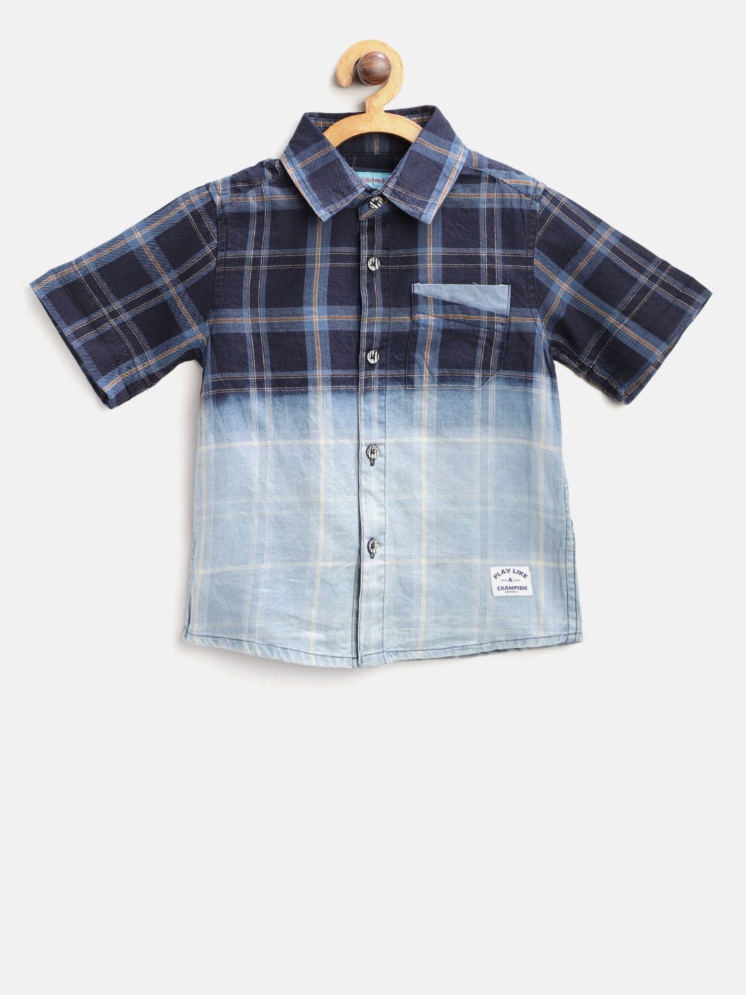 Boys Blue Coloured Solid Shirt