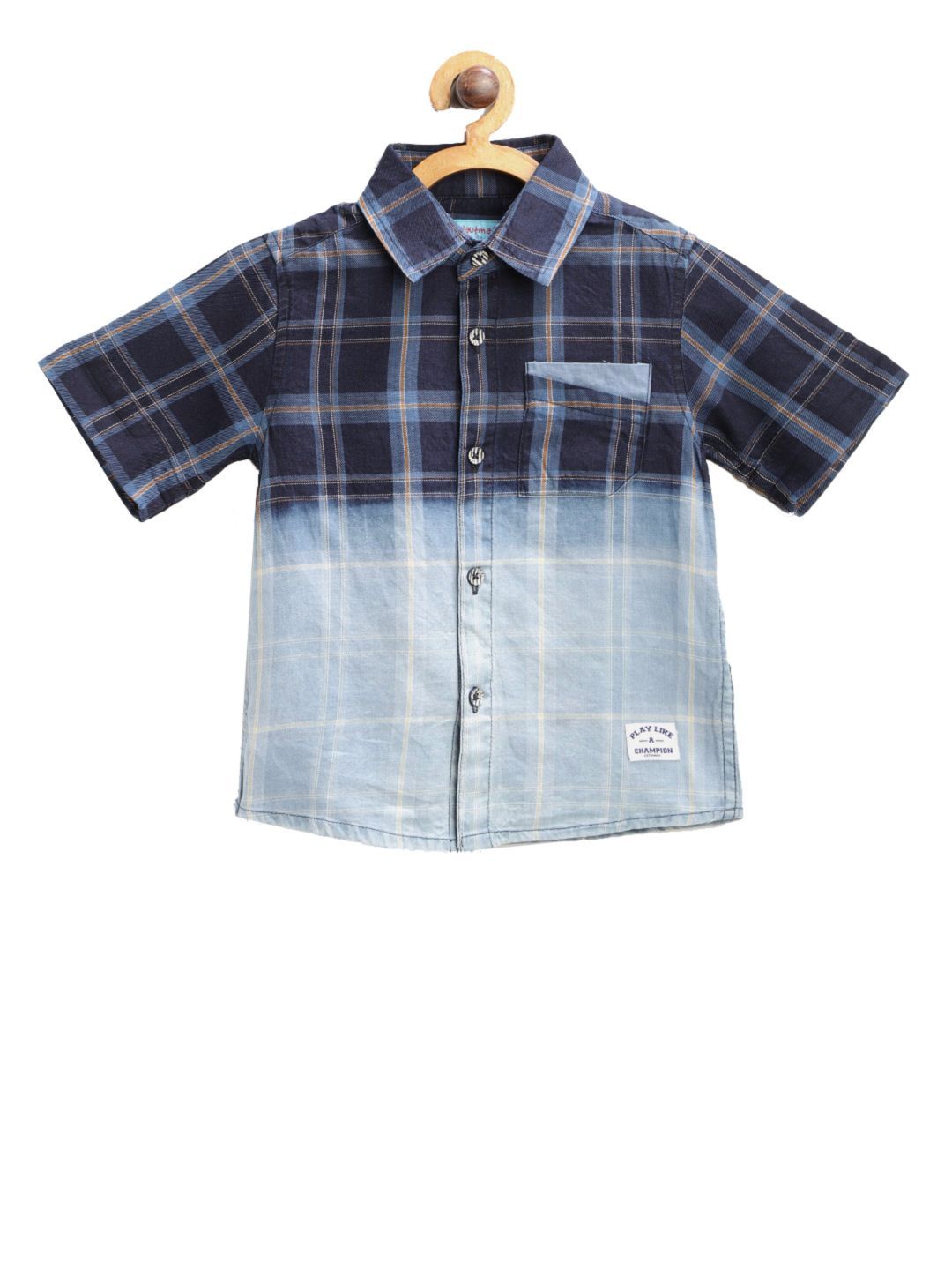 Boys Blue Coloured Solid Shirt