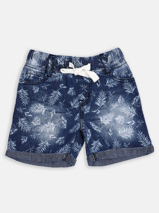 Boys Blue Colored Printed Shorts